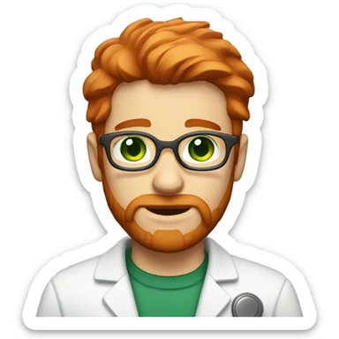male scientist with red hair and a beard and green eyes without glasses sticker