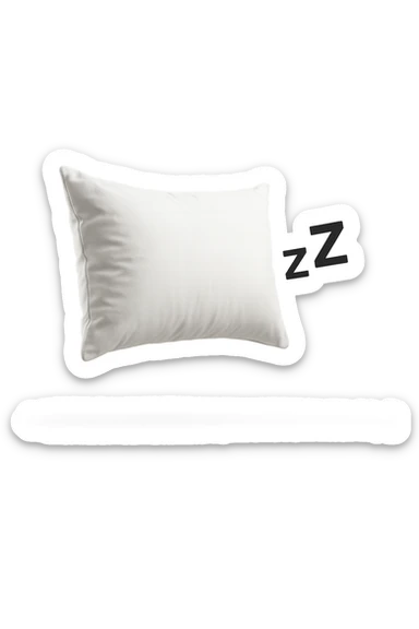 un cuscino per dormire fluttua in aria insieme alla scritta Z Z Z iperrealistici sticker
