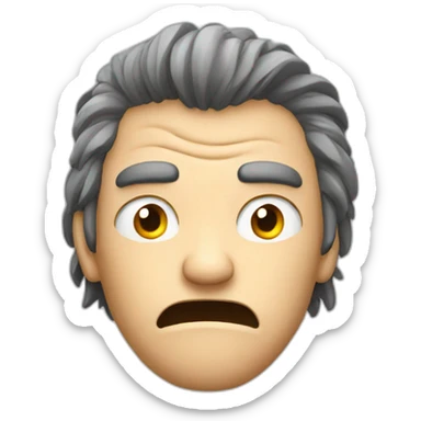 A man that is very angry. His hands are between his hairs and want to pull his hairs sticker