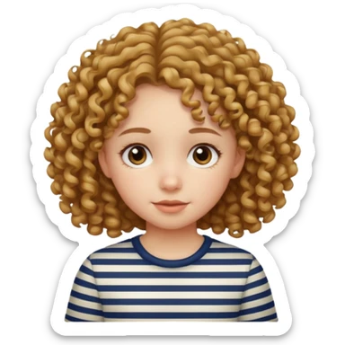 CURLY HAIR GIRL KID IN STRIPES sticker