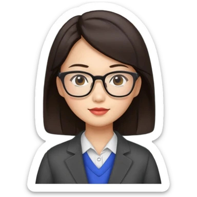 asian brunette teacher with square hair sticker