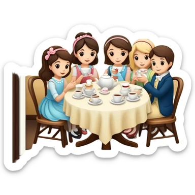 tea party in a coffee shop  sticker