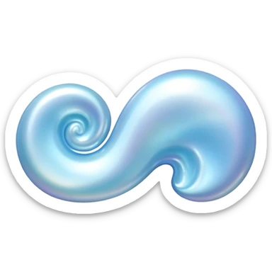 Light blue Mother-of-pearl shell emoji, pearl texture, soft gradient, smooth curves, glossy finish sticker
