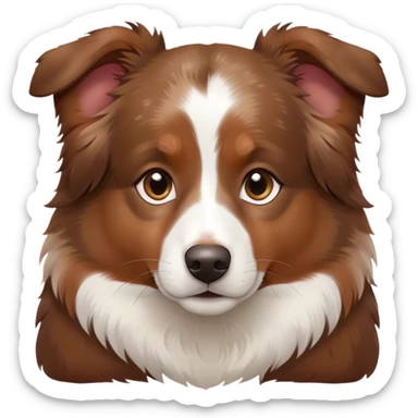 Brown mini Australian shepherd with white in middle of forehead and some white on nose with small brown spots sticker