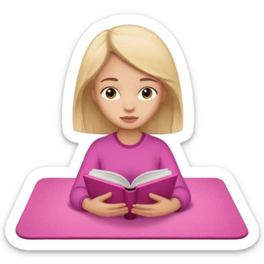 The girl is reading nomoz in the pink carpet of nomoz sticker