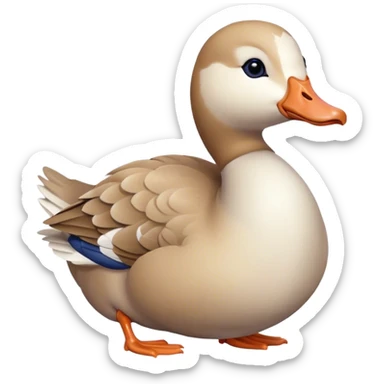 “A goose holding a blueberry sticker