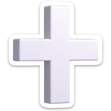 white plus sign, 3D with soft shadows, Microsoft fluent emoji style sticker