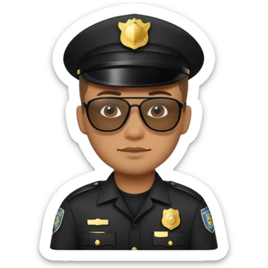 police wear black uniform and black sunglasses sticker