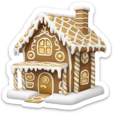 White and gold gingerbread house sticker