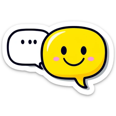 speech bubble with smiley face, cartoonish sticker style sticker