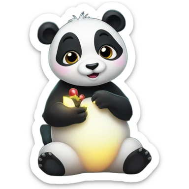 princess panda kissing a firefly sticker
