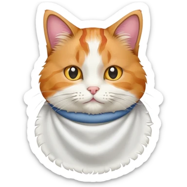 Cat wearing a bib sticker