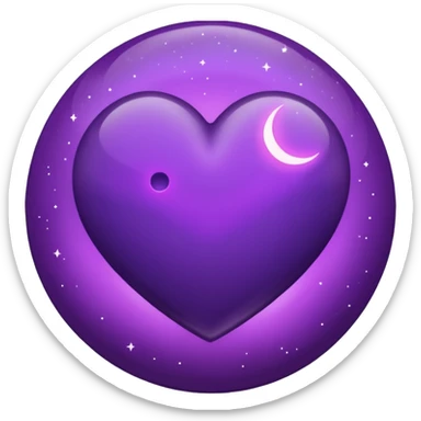 dark purple heart with a purple Moon sticker