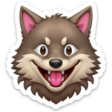 a wolf laughing really hard sticker