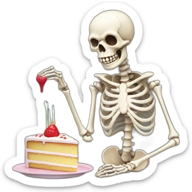 skeleton eating cake sticker