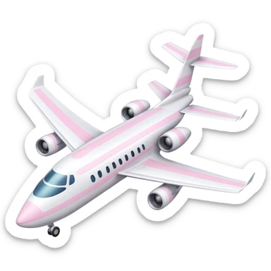 White plane with pastel pink stripes with one jet under each wing sticker