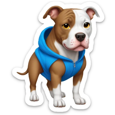 Pitbull dog wearing a blue hoodie sticker