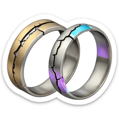 Broken wedding ring  into two parts  sticker