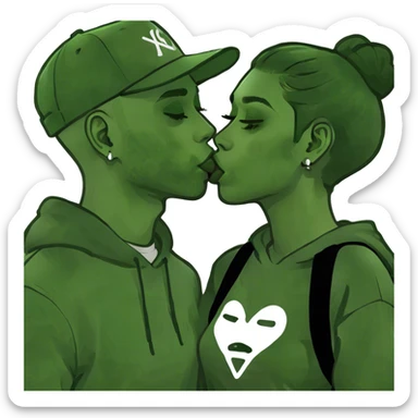 kanye and diddy kissing sticker