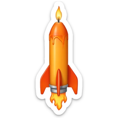 Yeah a rocket with a candle ON IT, so on it's side it must be 45 degree from the 360

So this: 🕯️

On a rocket sticker