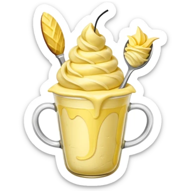 Dole whip in a cup with a spoon sticker