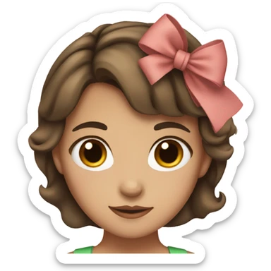 girl with brown hair brown eyes and bow in hair sticker