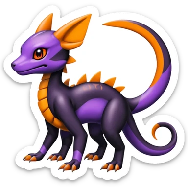 Cute Shiny Guilmon-Salandit-Umbreon-Fakémon-hybrid-creature (full body)  sticker