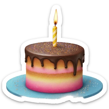 Realistic cake with glitter sticker