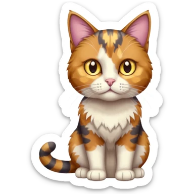 full body anxious looking colourful light patched calico tabby cat with hazel eyes sticker