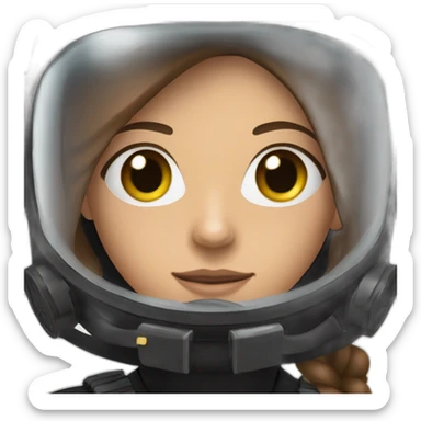 a woman with an a black scubadiver suit. she has blue eyes and an scubadiving mask brown long and straight hair sticker