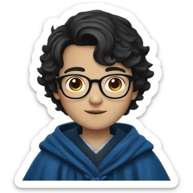 A dark haired boy in glasses and a Ravenclaw robe sticker