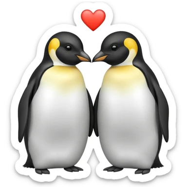 2 emperor penguins facing each other making a heart sticker