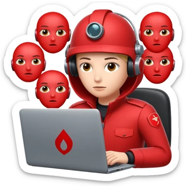 AI Agent red team looking at the laptop very focused trying to come up attacks to stress test the system and find loopholes

 sticker