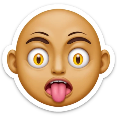 ugly pleading with eyes yellow emoticon🥺👀 emoji with tongue out sticker