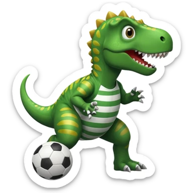 dino playing footbal sticker