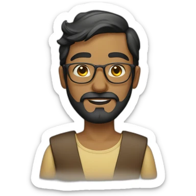 handsome man with golden glasses and black beard, indian skin tone sticker
