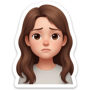 Chica con pelo castaño que está pasándolo mal,con orejas y nostálgica sticker