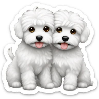 Two malti-poo dogs kissing each other sticker