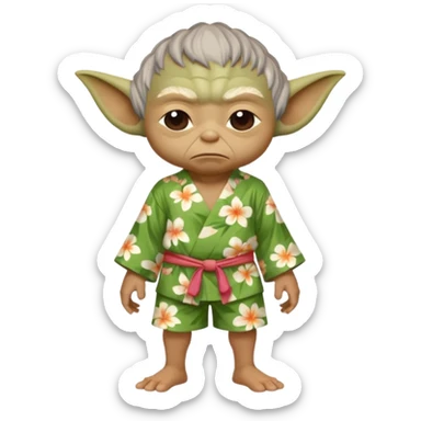 Yoda wearing hawaiian clothesbowing sticker