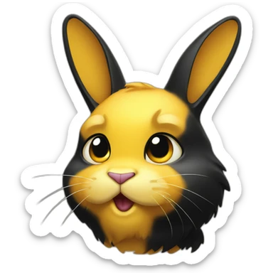 fierce looking yellow and black colored bunny facing to the right sticker