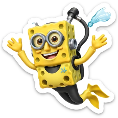 SpongeBob scuba diving sticker