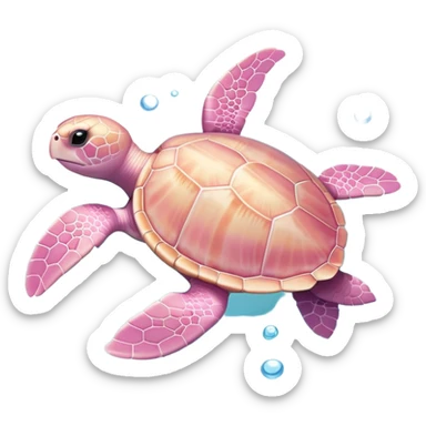 adorable light pink baby sea turtle swimming in water sticker
