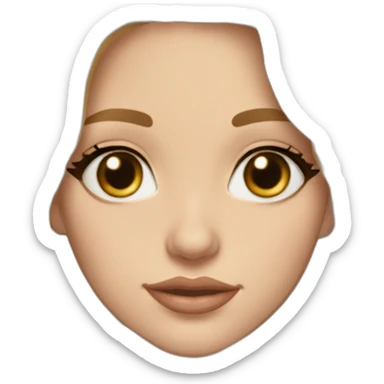 Young adult female white medium skin tone, hazel big eyes, Italian nose, lip gloss, peach blush, mascara, gold earrings, dirty blonde wavy long hair sticker