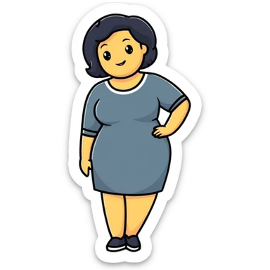 playful and friendly cartoon sticker of a confident, curvy woman sticker