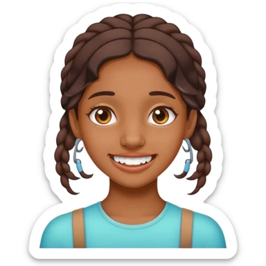 Brown head girl with braces sticker