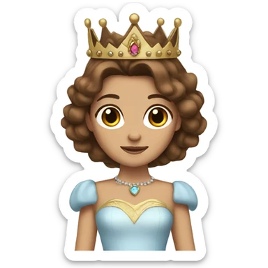 Princess with brown hair and crown sticker