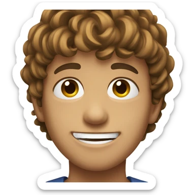 young 25 boy face, cool hair, smile, brown hairs. sticker