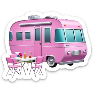 Jetson’s Ultra hotrod Haunted Barbie dream house Caravan with picnic table and folding chairs on top  sticker