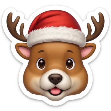 Dog Santa deer hat sticker