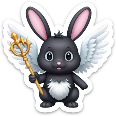 Black bunny with wings and with wand  sticker